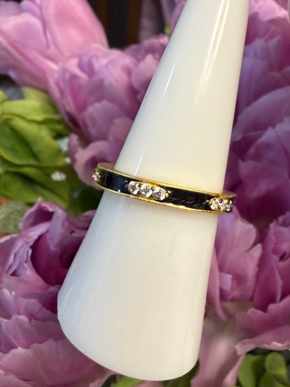14k Gold over 925 and black enamel Freida Rothman stack ring.
